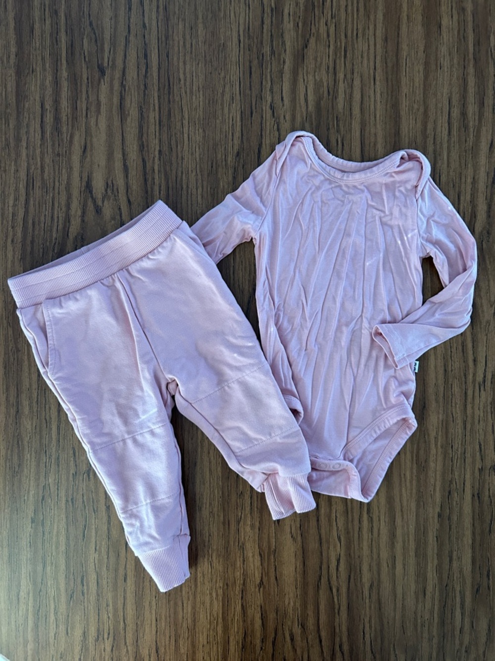 Little Sleepies Dusty Pink Set - Long Sleeve Bodysuit & Pants 6-12 months